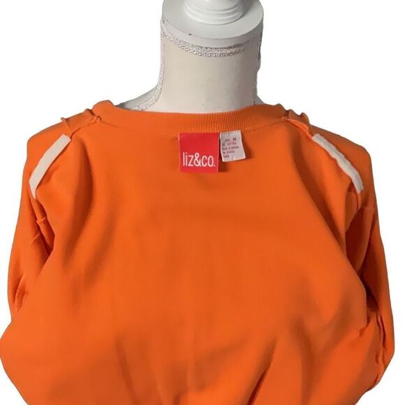 VTG Liz & Co Orange Short Full Zip Unlined Cotton Collarless Jacket Size medium - Picture 5 of 5